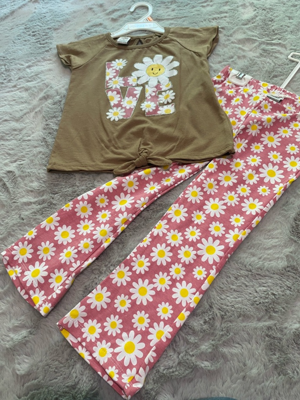 Girls' Daisy Print Pink casual Set